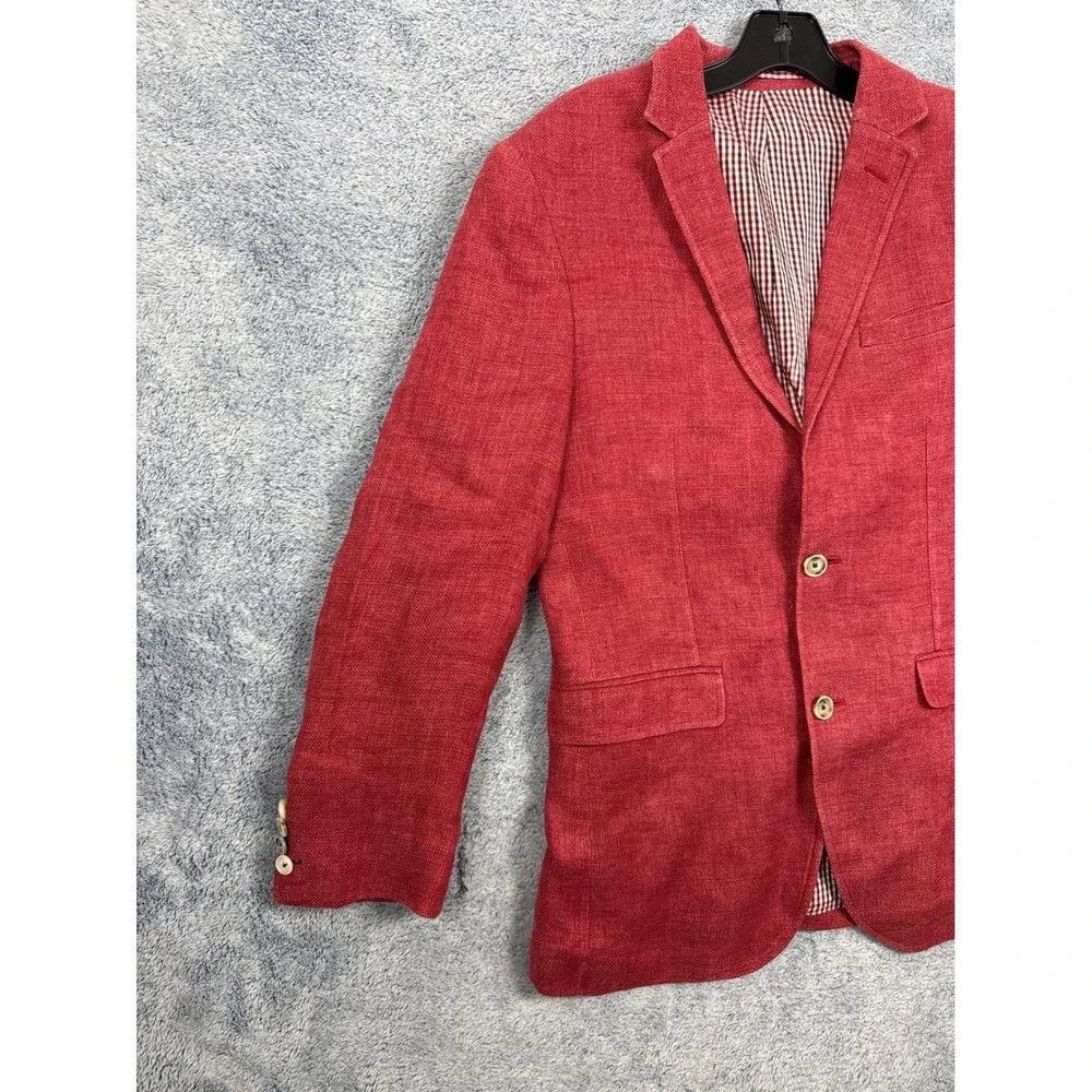 Sand Copenhagen Sherman Red Linen Blazer Sport Coat Mens Size 48 100% Linen 6669